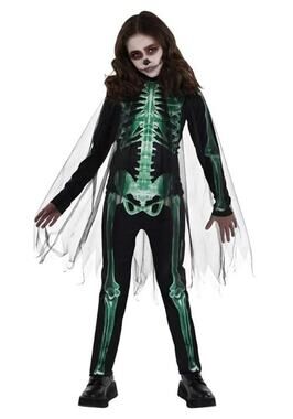 New in package Glow Skeleton Reaper Halloween Spooky Costume girls size large